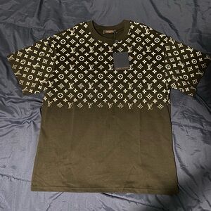 Louis Vuitton Black T-Shirt with White Monogram Panel